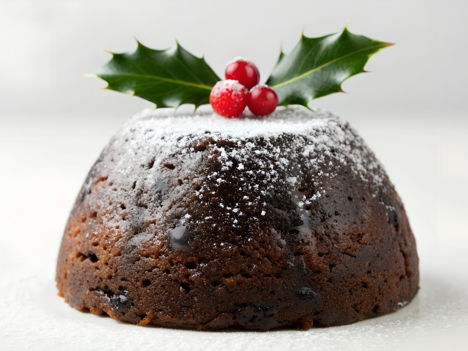 Festive Christmas Pudding Dusted with Icing Sugar