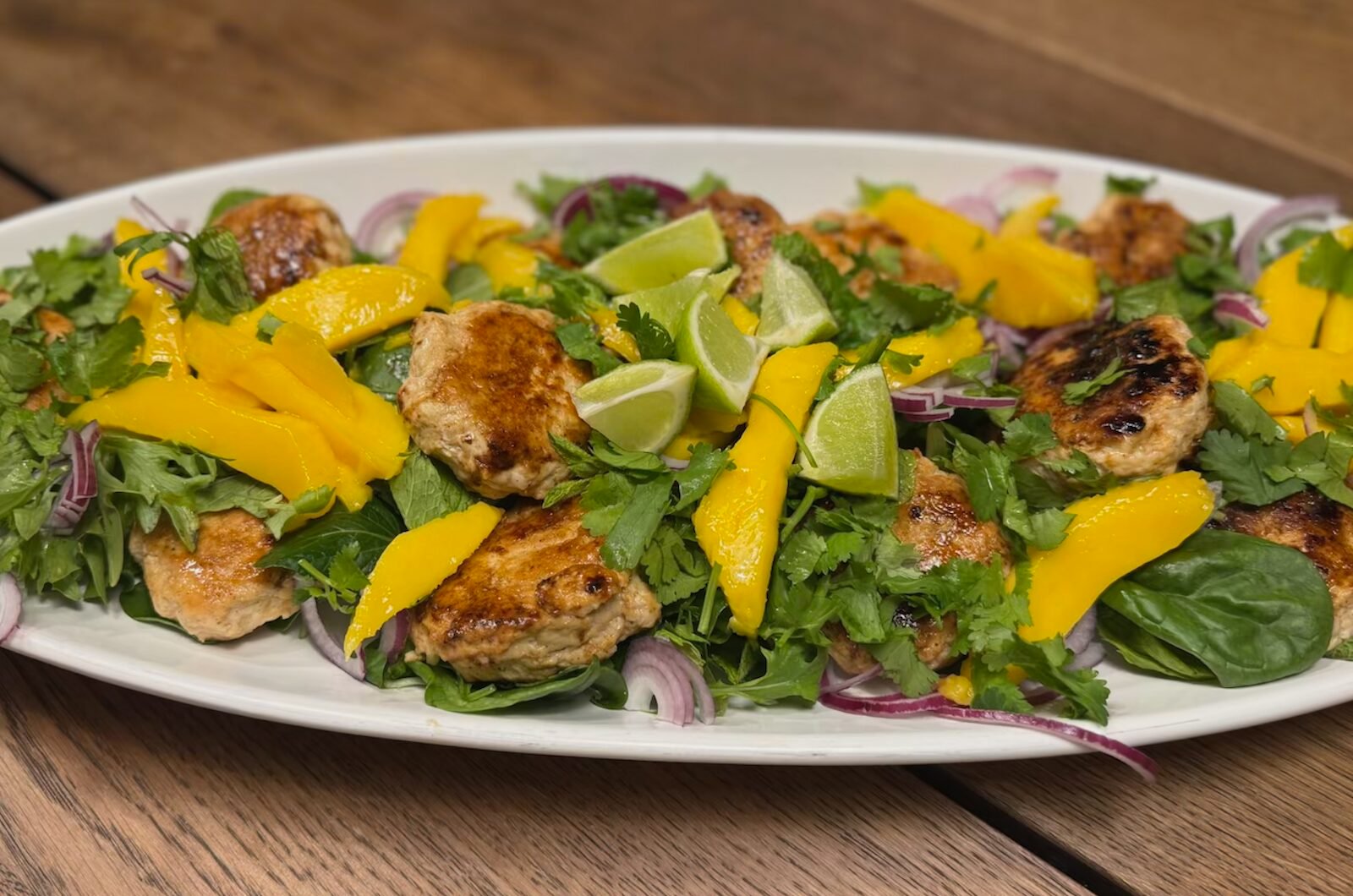Tasty Thai Chicken Rissole And Mango salad