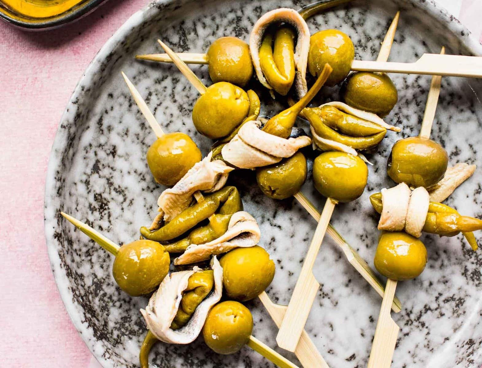 gilda pintxos on a plate