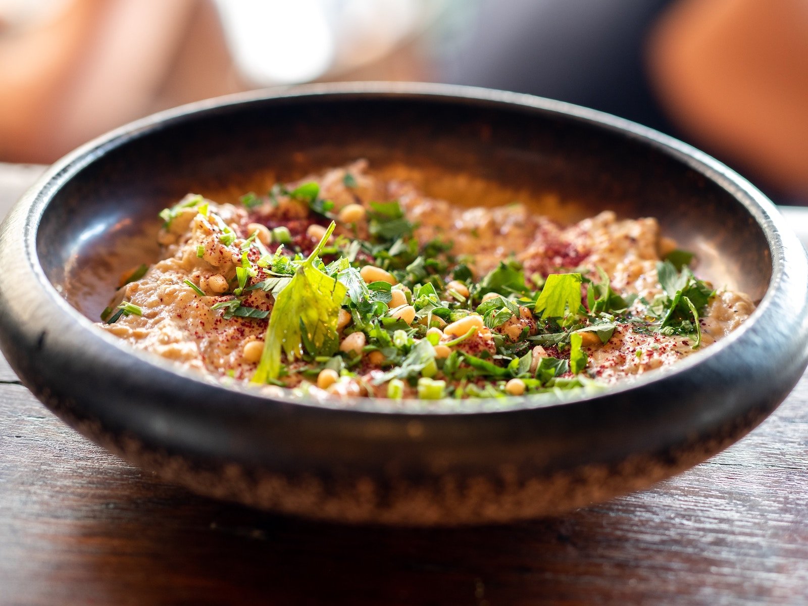 a bowl of homemade hummus