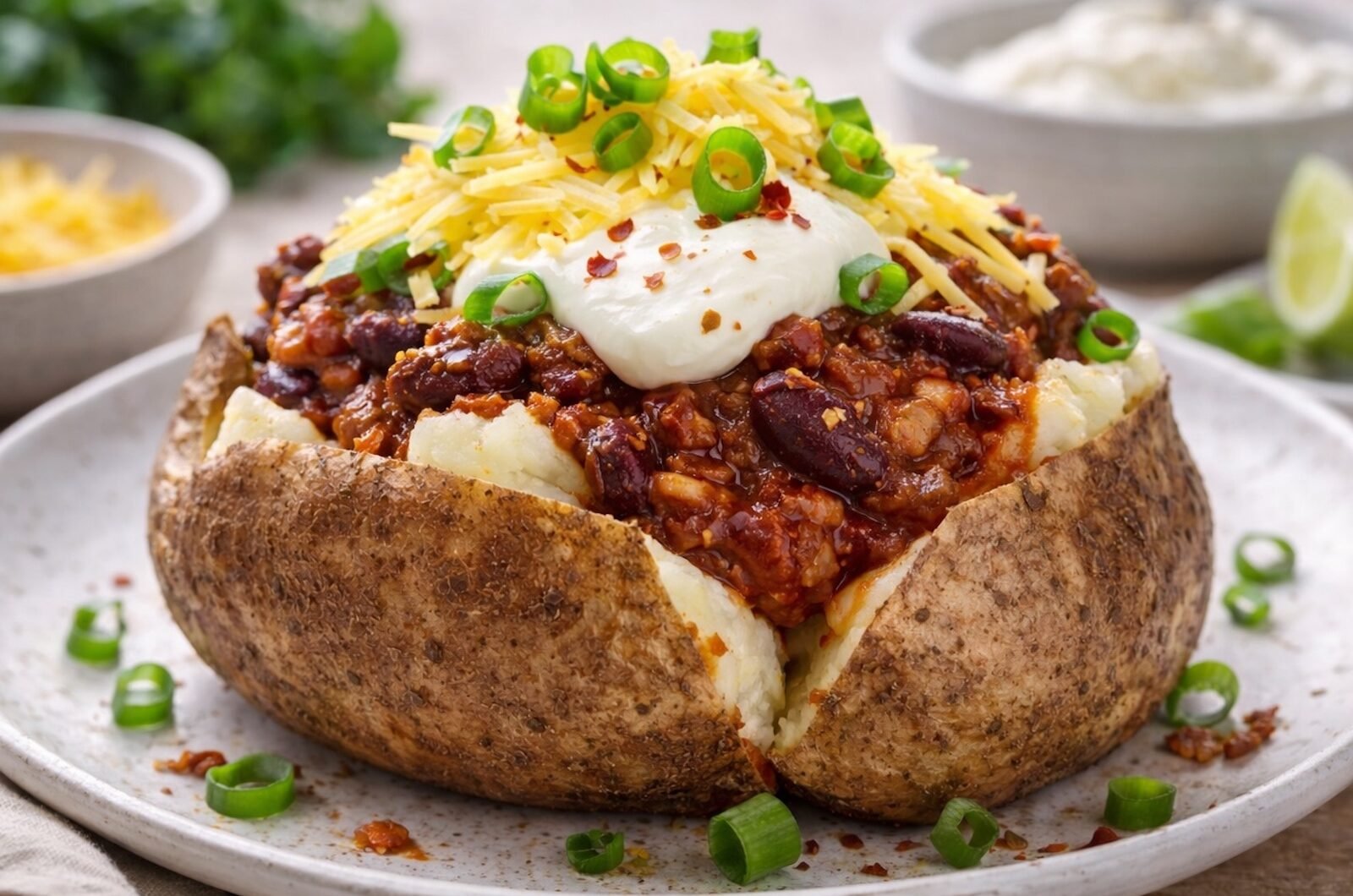 Jacket Potato Topped With Chilli Con Carne