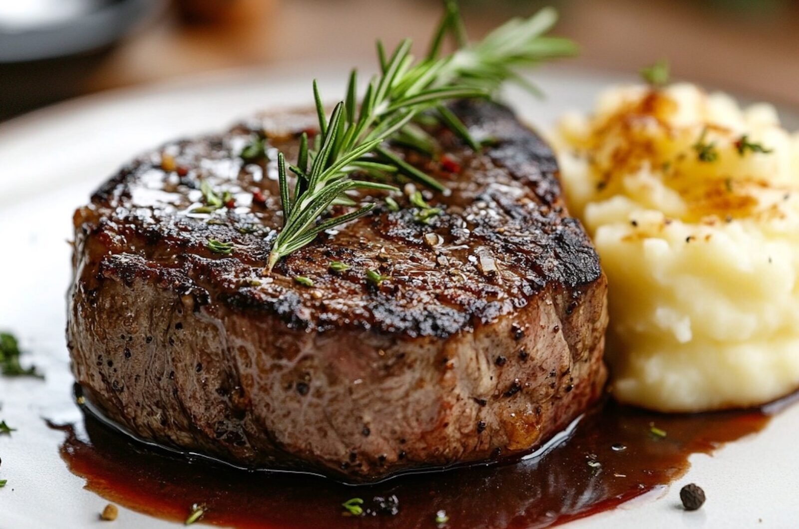 Rump Steak Medallions With Mash & Red Wine Jus