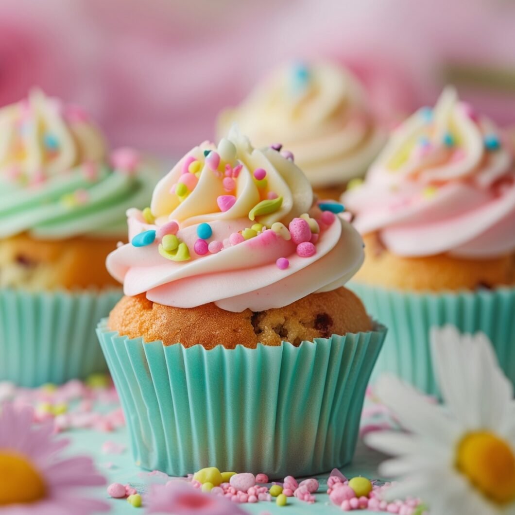 Pretty Pastel Rainbow Cupcakes 